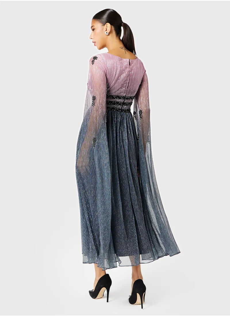 ثريدز باي اجوني Embellished Ombre Cape Dress