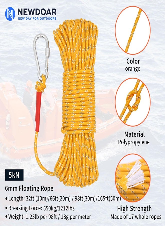 NewDoar 6mm Marine Floating Rope - High-Strength, Double-Braided Reflective Orange for Boating, Camping, Anchor,Fishing, Mooring, Rescue,Hi-Performance Boat Rope - Image 2