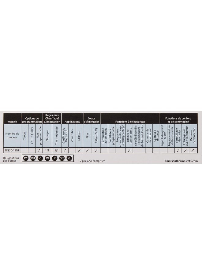 إيمرسون ترموستات إيمرسون 1F83C-11NP التقليدي (1H/1C) غير قابل للبرمجة، أبيض - Image 5