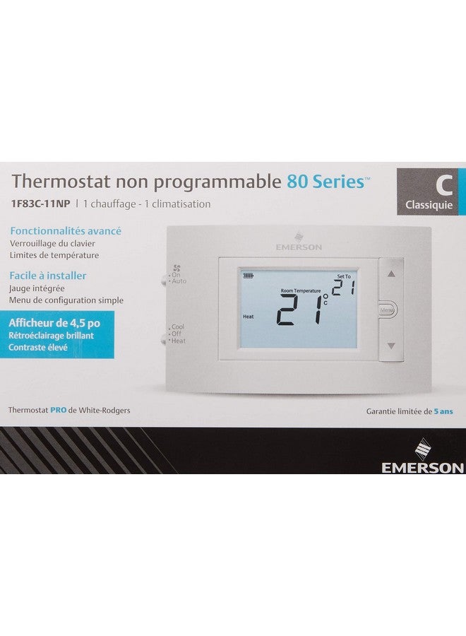 إيمرسون ترموستات إيمرسون 1F83C-11NP التقليدي (1H/1C) غير قابل للبرمجة، أبيض - Image 3
