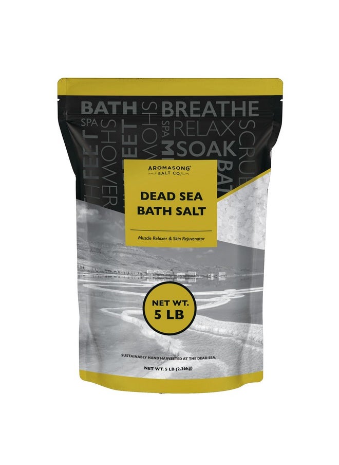 Aromasong - Dead Sea Salt - Mineral Spa Bath Salts - 5 Lb Fine Grain Large Bulk Resealable Pack (Packaging May Vary) - 100% Pure & Natural - Used For Body Wash Scrub - Soak For Women & Men For Skin Issues - Image 1