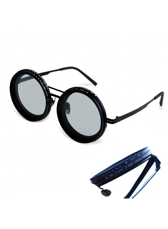 Bukela Round Polarized Sunglasses-Adjustable Tint Sunglasses for Men,Polarized Round Lenses, ND9 Stepless Lens with 1-9 Gear Transition, UV400 Protection, Ideal for Beach, Fishing, Outdoor - Image 1