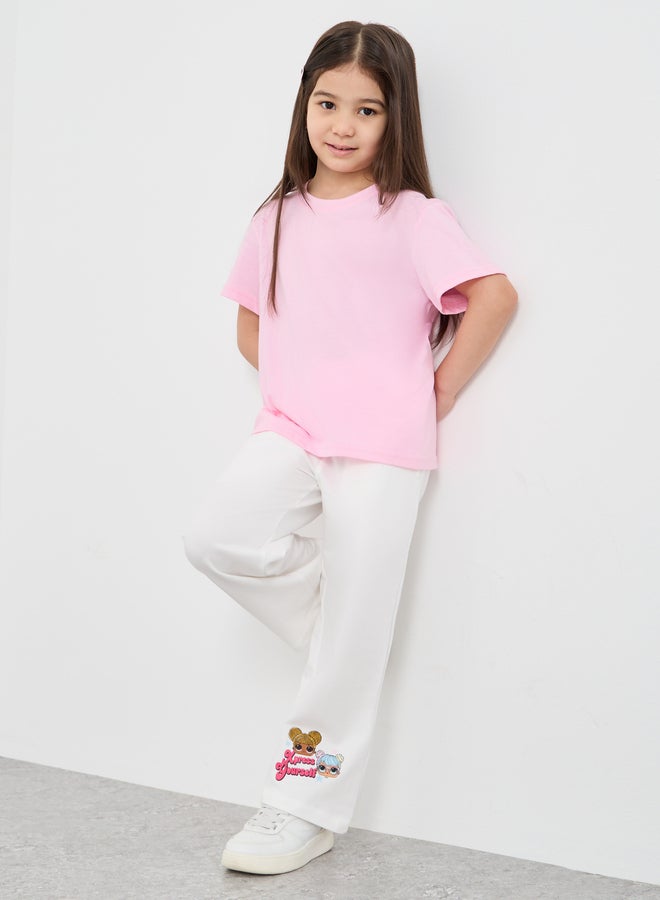 ستايلي بنطلون رياضي واسع الساق بطبعة جرافيك ستايلي - Image 1