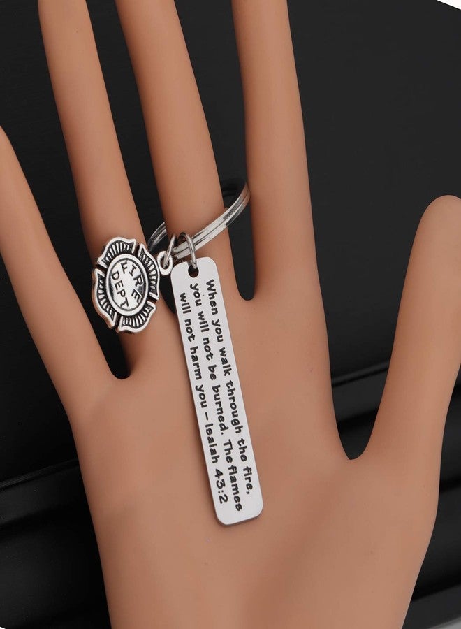 MYOSPARK Firefighter Prayer Keychain When You Walk Through The Flames Fireman Graduation Gift (Firefighter Keychain) - Image 5
