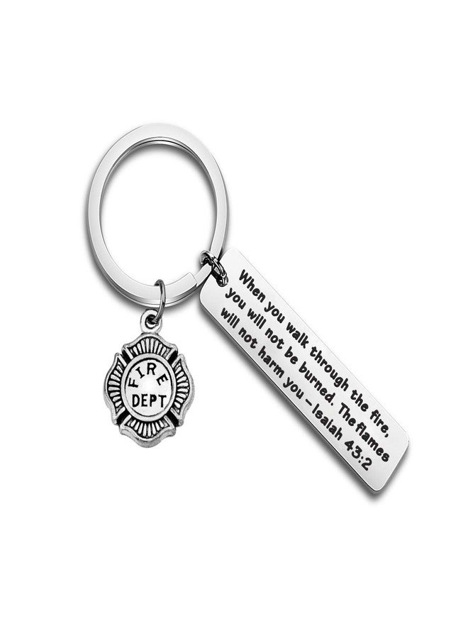 MYOSPARK Firefighter Prayer Keychain When You Walk Through The Flames Fireman Graduation Gift (Firefighter Keychain) - Image 1