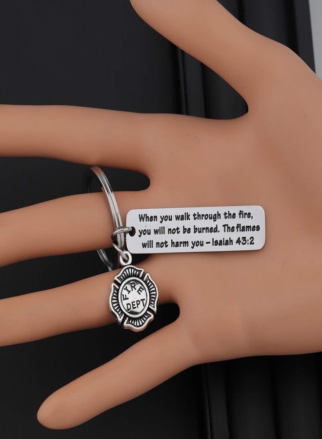 MYOSPARK Firefighter Prayer Keychain When You Walk Through The Flames Fireman Graduation Gift (Firefighter Keychain) - Image 4