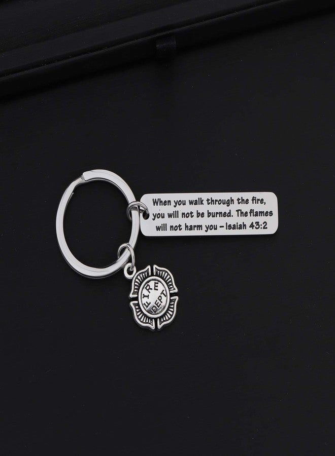MYOSPARK Firefighter Prayer Keychain When You Walk Through The Flames Fireman Graduation Gift (Firefighter Keychain) - Image 2
