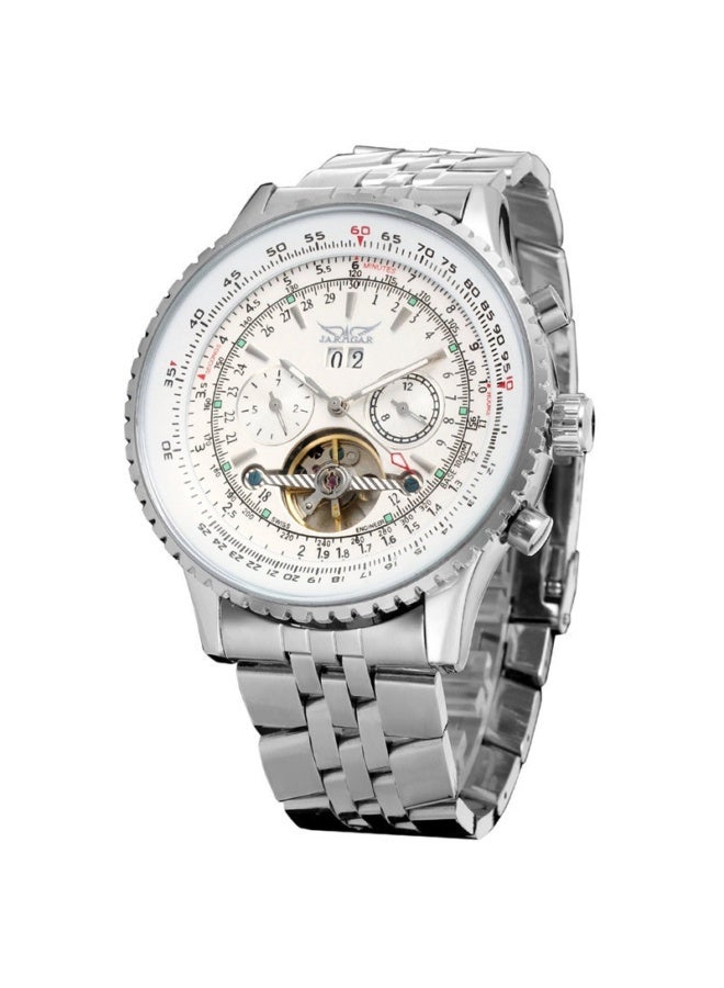 {"en":"Men's Self Winding Waterproof Automatic Stainless Steel Skeleton Tourbillon Calendar Wrist Watch