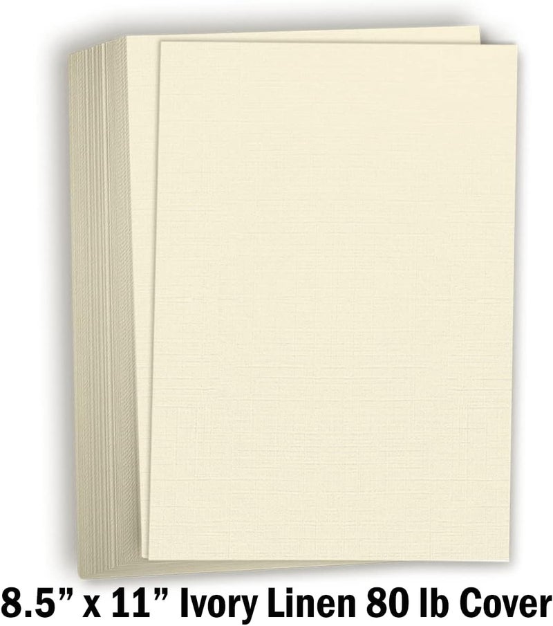 Hamilco Resume Linen Textured Cardstock Paper – 8 1/2 x 11" Blank Thick Heavy Weight 80 lb Cover Card Stock for Printer - 50 Pack (Ivory) - Image 2