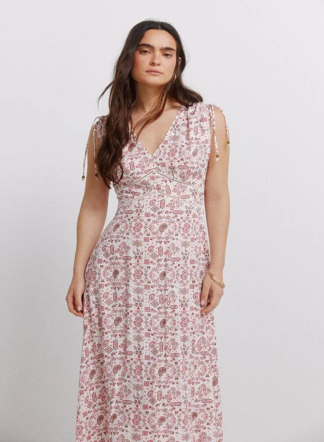 Springfield Printed tie midi dress
