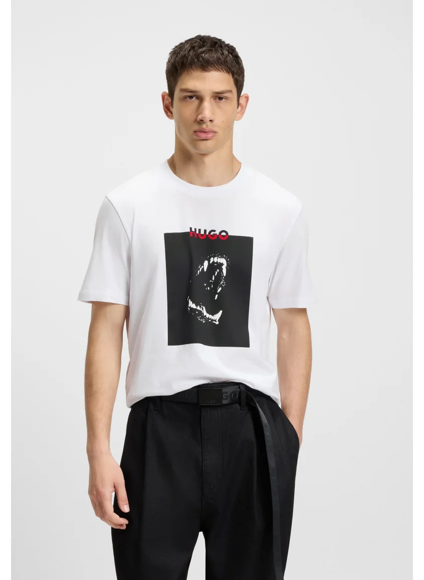 هوجو Cotton-jersey T-shirt with Dobermann print