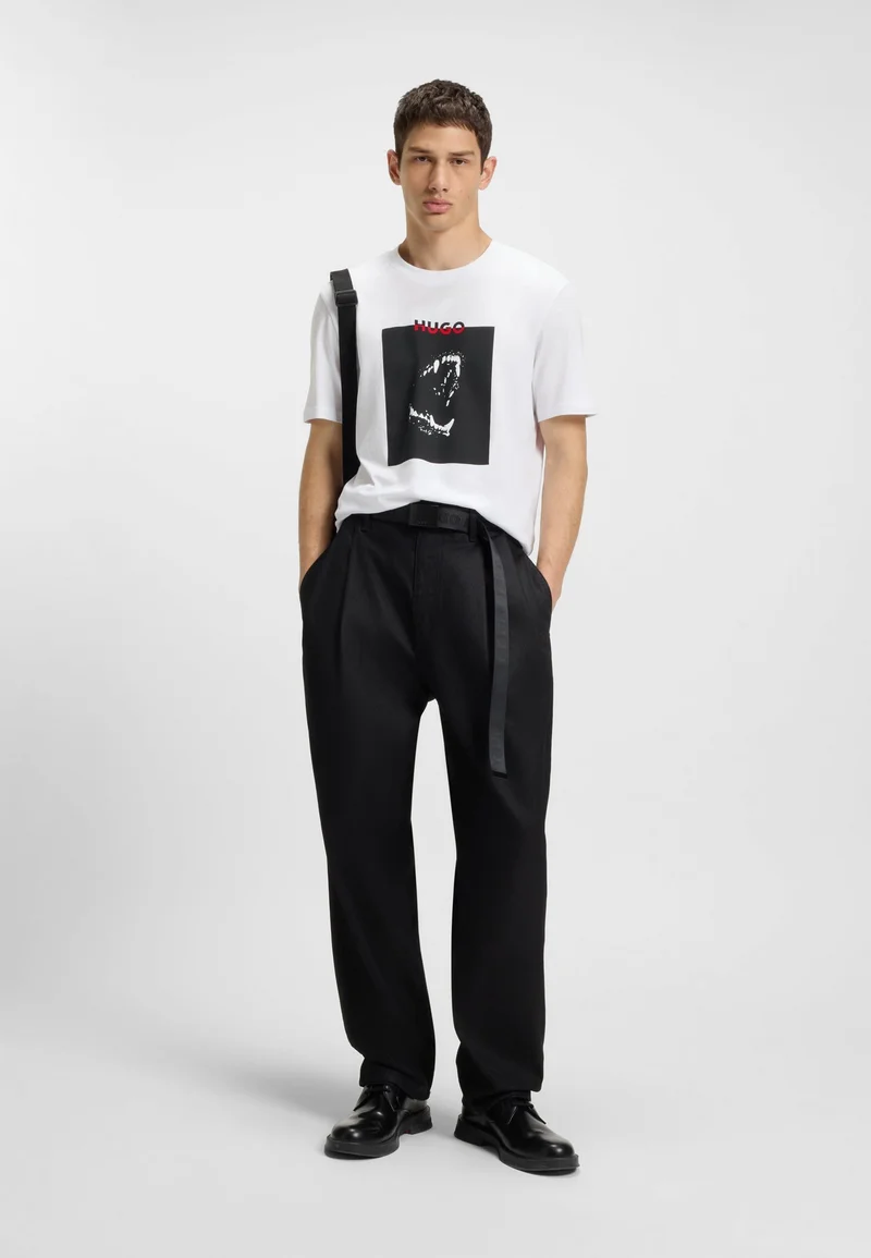 HUGO White Cotton-jersey T-shirt with Dobermann print for Men | Best Price UAE