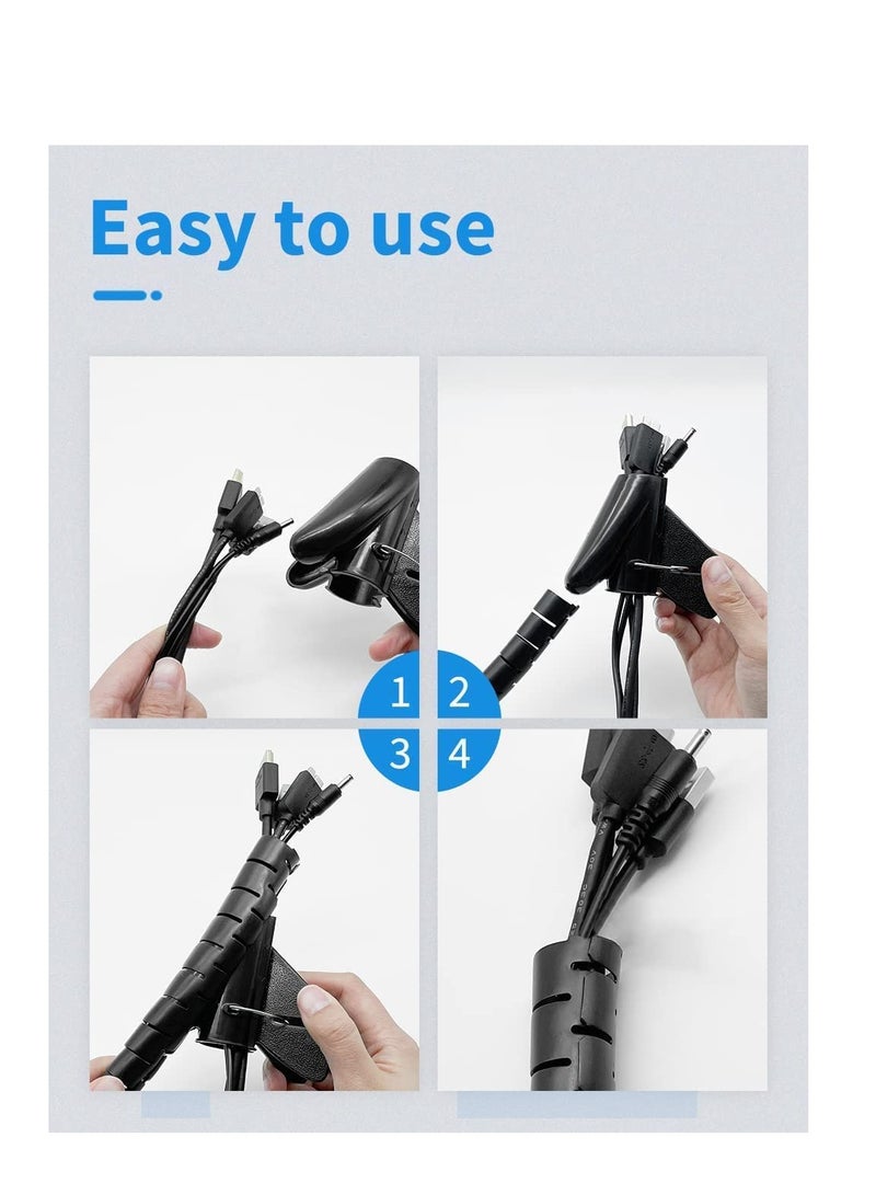 SYOSI Cable Tidy Cable Management Sleeve, 6m Wire Tidy Sleeve 1 Wire Guide Clip, ∅0.87"/22mm Cable Tidy Tube Wire Organizer for TV PC Home, Black - Image 4