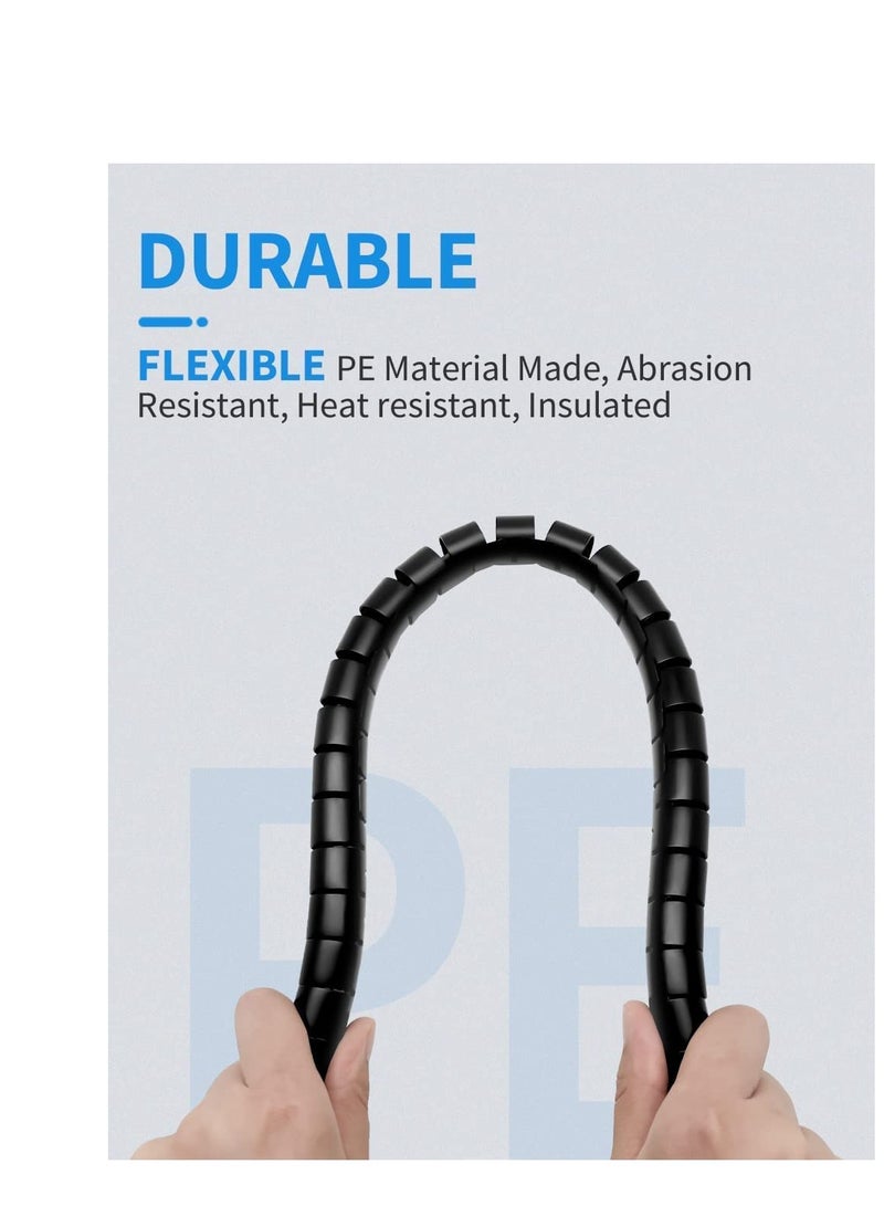 SYOSI Cable Tidy Cable Management Sleeve, 6m Wire Tidy Sleeve 1 Wire Guide Clip, ∅0.87"/22mm Cable Tidy Tube Wire Organizer for TV PC Home, Black - Image 2