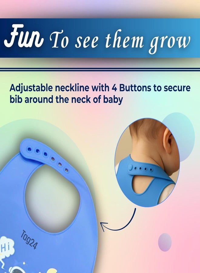 TAG24 Baby Bib for Feeding and Weaning Babies and Toddlers | Waterproof, Washable, Reusable | Adjustable Neckline with Buttons | Easy to Clean and Non-Messy Design (Astro) - Image 4