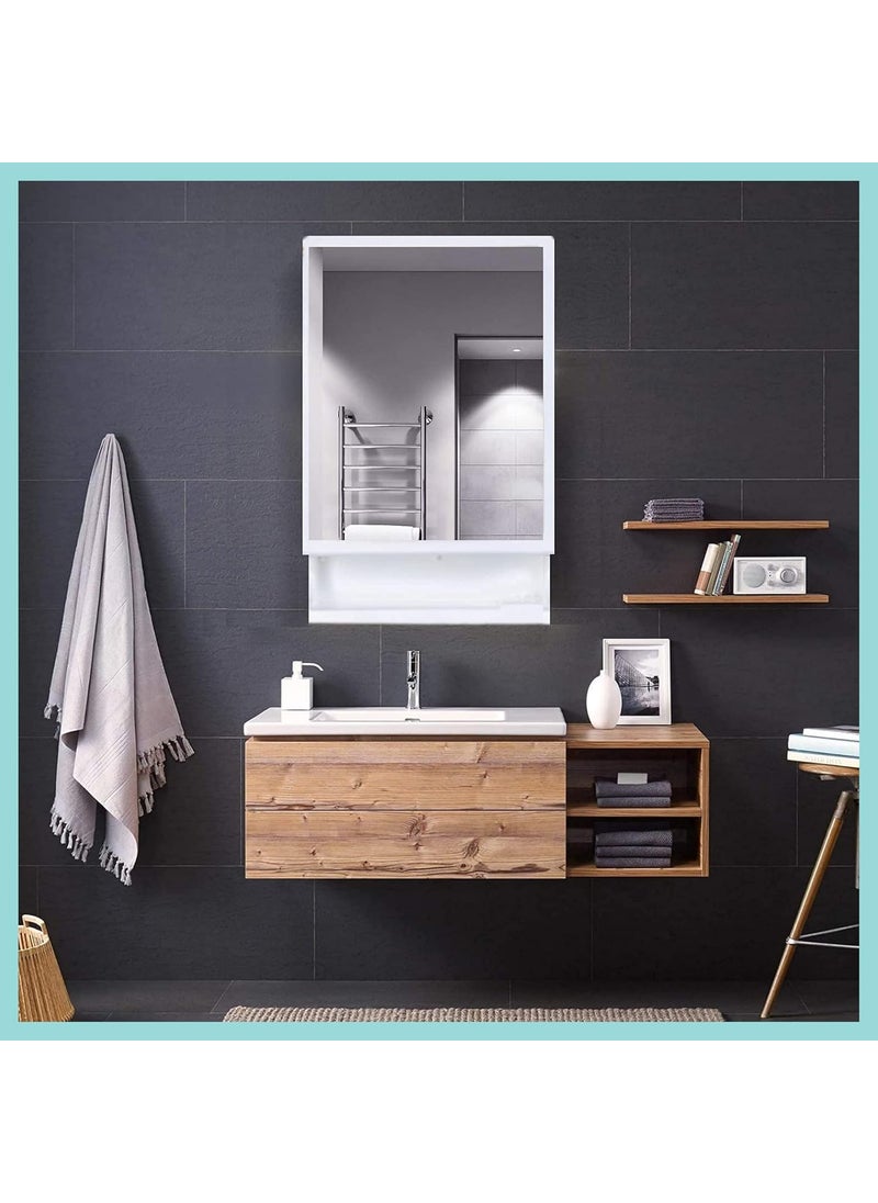 BRANCO BRANCO New Look Mirror Cabinet Bathroom Mirror Cabinet Makeup Accessories Organizer Strong And Heavy Corner Cabinet With Mirror Plastic Ivory  - Image 3