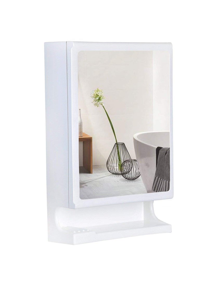 BRANCO BRANCO New Look Mirror Cabinet Bathroom Mirror Cabinet Makeup Accessories Organizer Strong And Heavy Corner Cabinet With Mirror Plastic Ivory  - Image 5