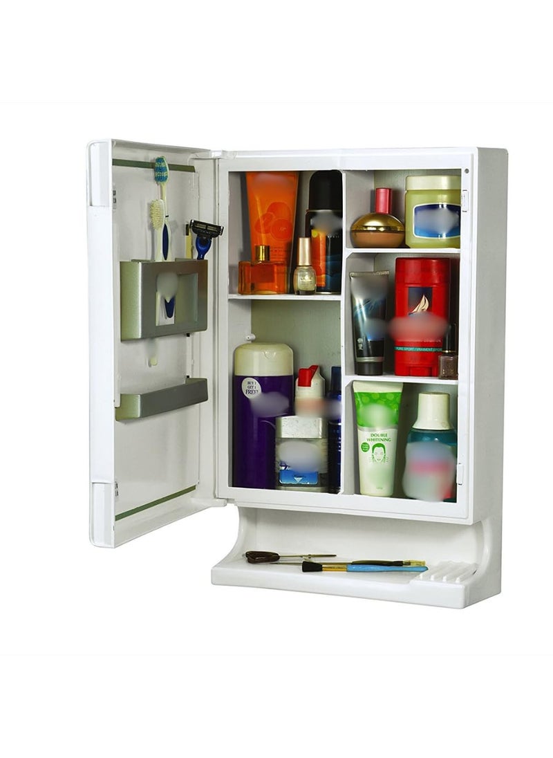 BRANCO BRANCO New Look Mirror Cabinet Bathroom Mirror Cabinet Makeup Accessories Organizer Strong And Heavy Corner Cabinet With Mirror Plastic Ivory  - Image 2