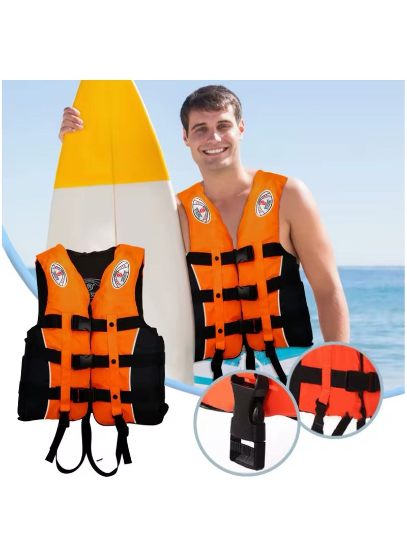 QSHOP - Versatile life jacket with rescue whistle and secure locking safety belt - ideal for safety during swimming and water activities - Image 1