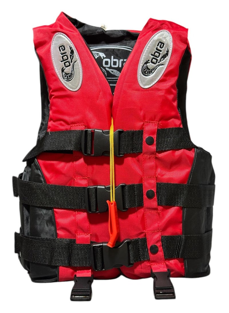 كوبرا سترة نجاة متعددة الاستخدامات مع صفارة إنقاذ وحزام أمان لقفل محكم - مثالية للسلامة أثناء السباحة والأنشطة المائية لايف جاكت - قد تختلف التعبئة - Image 1