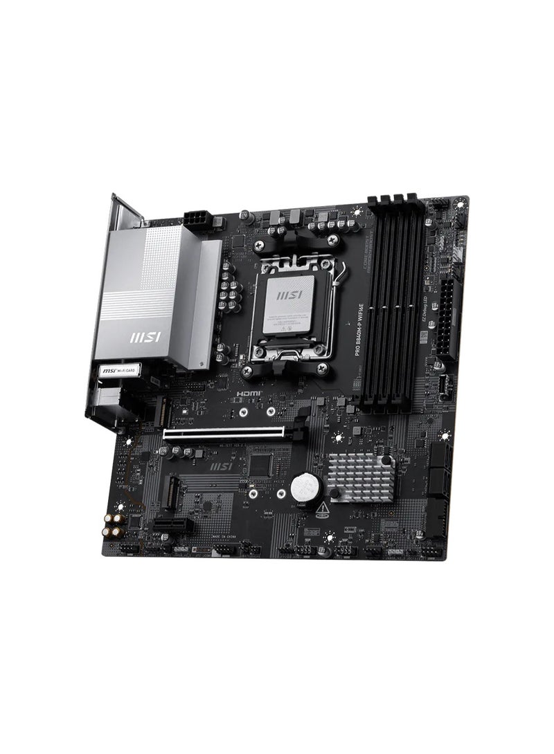 MSI PRO B840M-P Wi-Fi 6E AM5 Micro-ATX Motherboard, AMD B840 Chipset, 4× DDR5 Slots up to 256GB RAM, 1× PCIe 4.0 x16, 2× M.2 PCIe 4.0, 4× SATA 6Gb/s, Wi-Fi 6E, Bluetooth 5.3, 2.5G LAN, USB-C 10Gbps, HDMI 2.1, Realtek 7.1 Audio, TPM 2.0, Flash BIOS, EZ Debug LEDs, Black | 911-7E77-002 - Image 4