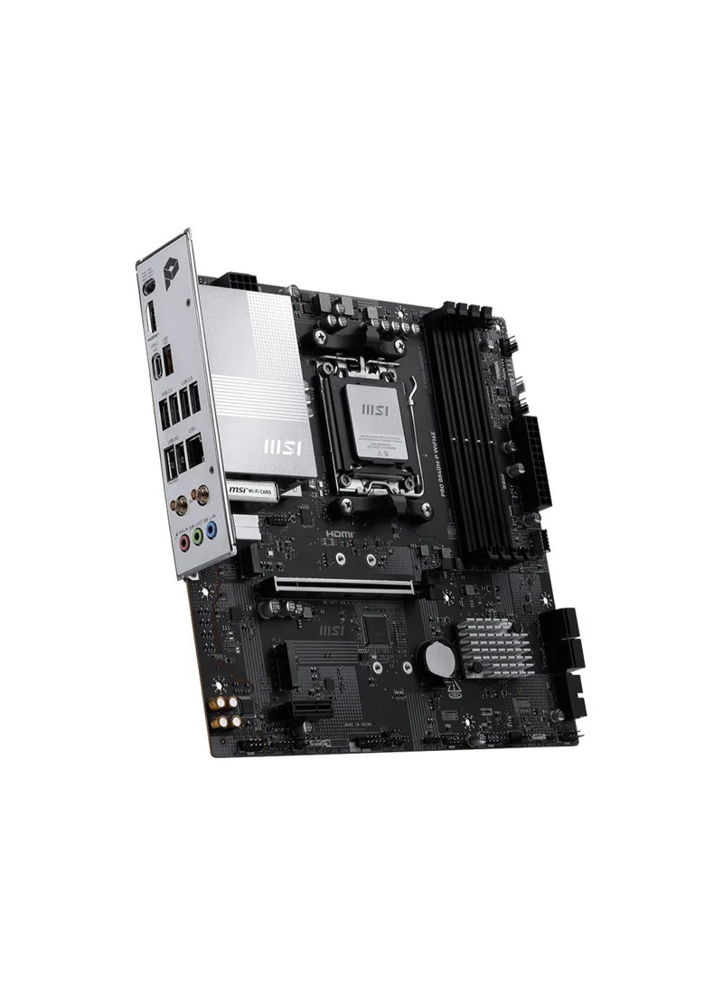 MSI PRO B840M-P Wi-Fi 6E AM5 Micro-ATX Motherboard, AMD B840 Chipset, 4× DDR5 Slots up to 256GB RAM, 1× PCIe 4.0 x16, 2× M.2 PCIe 4.0, 4× SATA 6Gb/s, Wi-Fi 6E, Bluetooth 5.3, 2.5G LAN, USB-C 10Gbps, HDMI 2.1, Realtek 7.1 Audio, TPM 2.0, Flash BIOS, EZ Debug LEDs, Black | 911-7E77-002 - Image 3