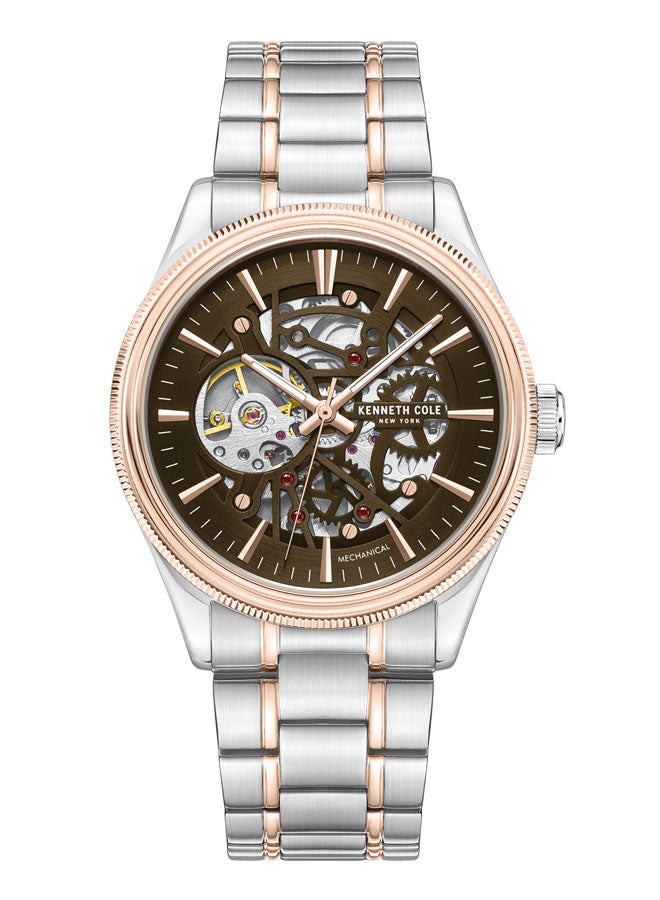Kenneth Cole New York 42mm Analog Men's Watch with Silver-Rose Gold Stainless Steel Bracelet - Image 1