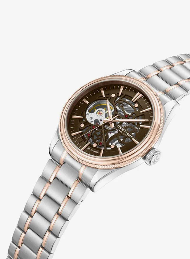 Kenneth Cole New York 42mm Analog Men's Watch with Silver-Rose Gold Stainless Steel Bracelet