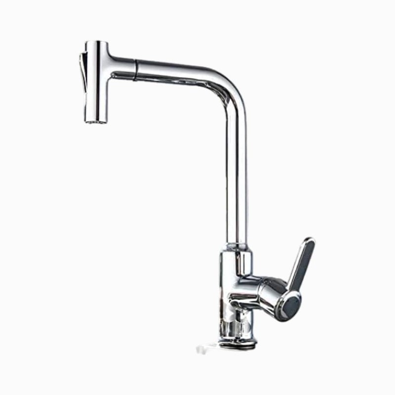 Alark حنفيات مطبخ ألارك مع رشاش قابل للسحب شلال كروم مقبض واحد كلاسيكي من الفولاذ المقاوم للصدأ للمطبخ الخارجي حوض غسيل المرافق بار رطب حنفية لنيكل مصقول عالي السحب - Image 1