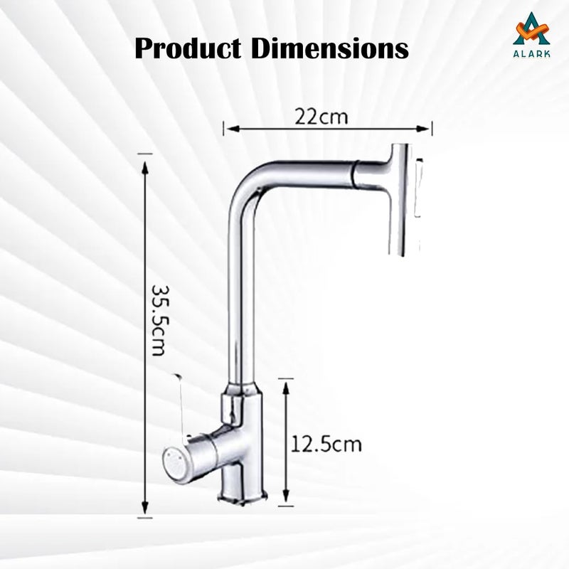 Alark حنفيات مطبخ ألارك مع رشاش قابل للسحب شلال كروم مقبض واحد كلاسيكي من الفولاذ المقاوم للصدأ للمطبخ الخارجي حوض غسيل المرافق بار رطب حنفية لنيكل مصقول عالي السحب - Image 5