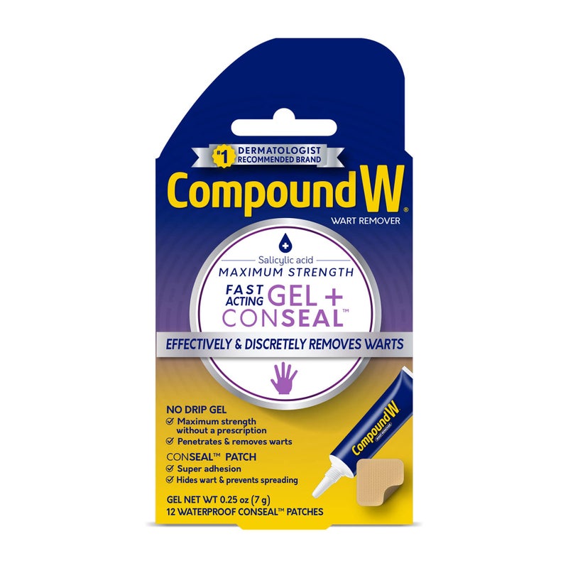 Compound W Maximum Strength Fast Acting Gel Wart Remover with 12 ConSeal Patches, 0.25 oz - Image 1
