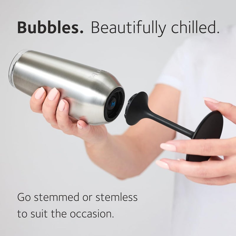 Huski Champagne Flute | NEW | Award-winning Design with Detachable Stem | Premium Stainless Steel Champagne Glass with Lid | Triple Insulated Tumbler | 8oz Capacity | Great Gift (Brushed Stainless) - Image 2