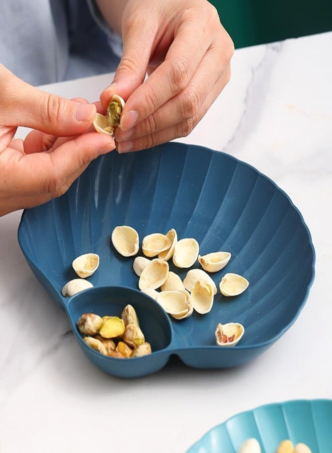 FLOXIT 8 Pcs Multi-Purpose Creative Snack Tray Shell Shape Plate, Seasoning Dish with Sauce Compartment for Tomato Sauce Sushi Appetizer,Microwave Safe Breakfast Plates for Hot & Cold Serving Blue - Image 3
