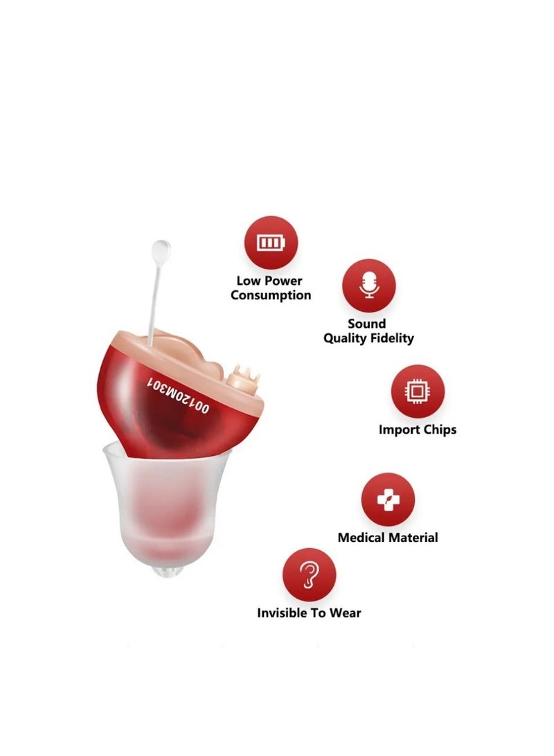 مساعد سمع صغير غير مرئي مع مكبر صوت قابل للتعديل لضبط مستوى الصوت ومساعد سمع للصم وكبار السن للعناية بالأذن (للأذن اليمنى) - Image 3