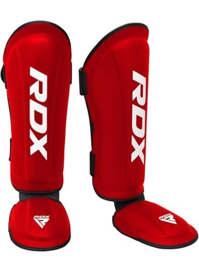RDX Shin Guards for Kickboxing and Muay Thai - Premium Maya Hide Leather Protection Pads -XL |Red/White (SGR-T1RW-XL) - Image 1