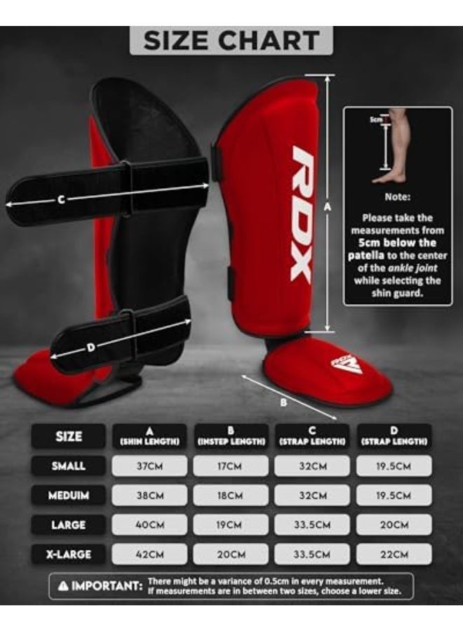 RDX Shin Guards for Kickboxing and Muay Thai - Premium Maya Hide Leather Protection Pads -XL |Red/White (SGR-T1RW-XL) - Image 2