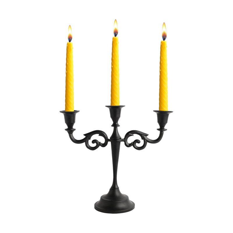 Rely 3 Arm Candelabra  10 Inch Tall Matte Black Tapered Candle Holder  Elegant Candle Stands and Candlesticks Holders for Home Decor  Fits 34InchThick Candles