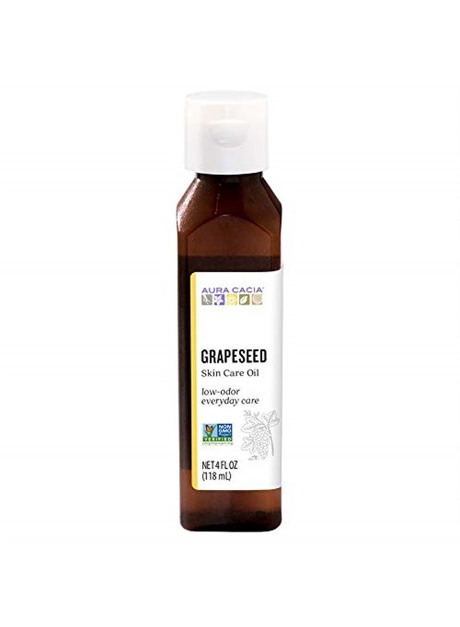 Aura Cacia Grapeseed Skin Care Oil | GC/MS Tested for Purity | 118ml (4 fl. oz.) - Image 1