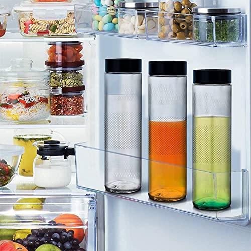 Vency 750ml Set Of 6 Glass Food Grade Airtight Water Bottle with Leak-Proof Black Lid - Water, Smoothie, Juicer and Beverage Glasses - 750ml (Set Of 6) - Image 2