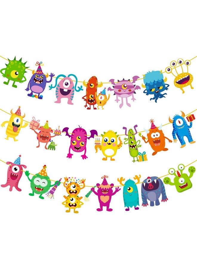 umoni Little Monster Banner & Garland - Monster Theme Party Supplies for Birthday & Baby Shower - Image 1