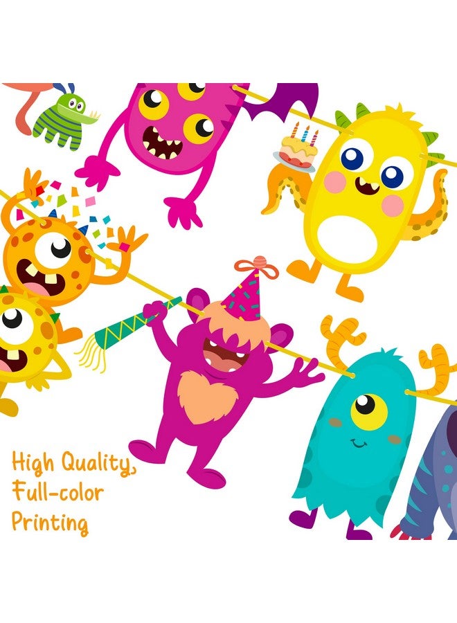 umoni Little Monster Banner & Garland - Monster Theme Party Supplies for Birthday & Baby Shower - Image 4