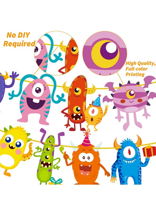 umoni Little Monster Banner & Garland - Monster Theme Party Supplies for Birthday & Baby Shower - Image 5