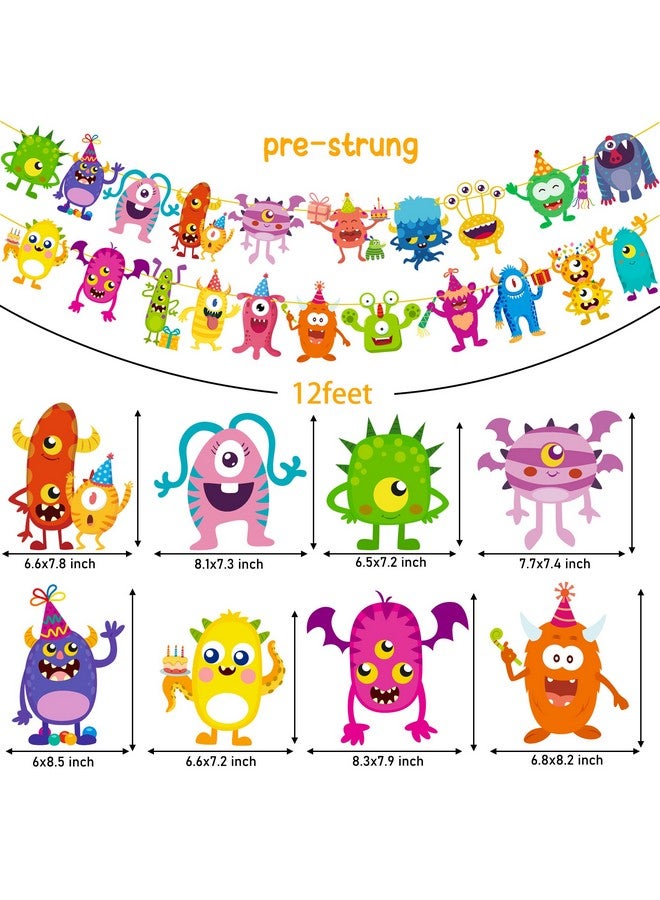 umoni Little Monster Banner & Garland - Monster Theme Party Supplies for Birthday & Baby Shower - Image 3