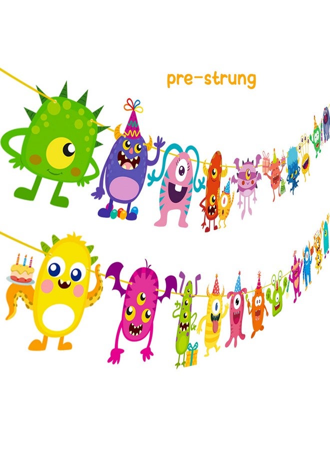 umoni Little Monster Banner & Garland - Monster Theme Party Supplies for Birthday & Baby Shower - Image 2