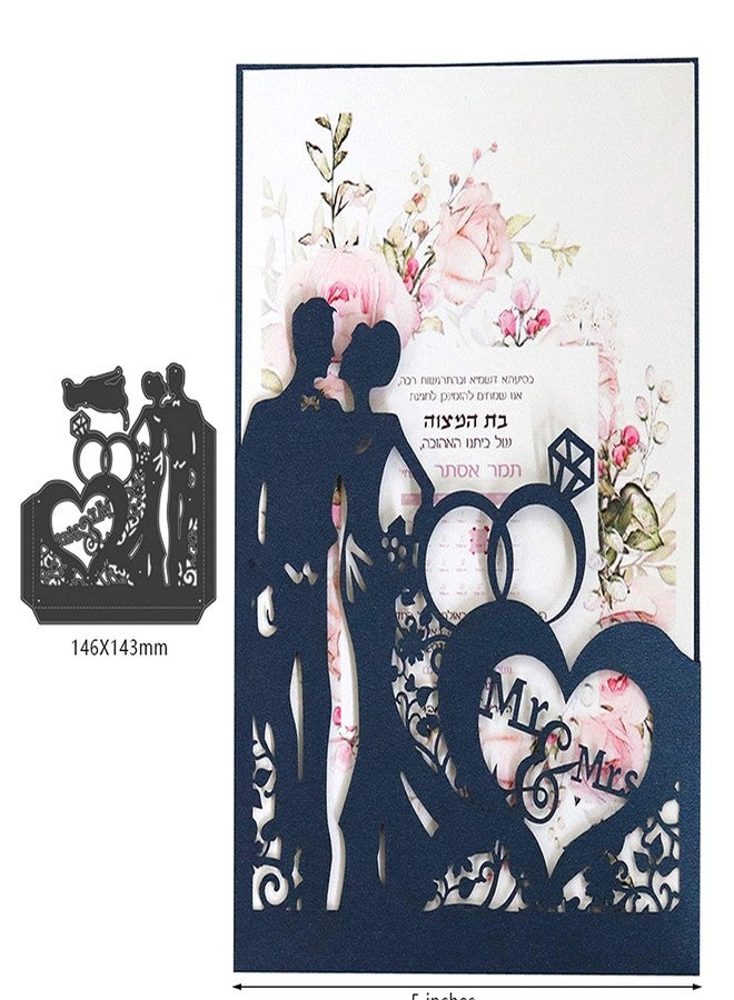 DDeehs Love Heart Die Cuts,Couple Wedding Mr&Mrs Diamond Ring Cutting Dies Cuts for Invitation DIY Album Card Making Embossing Scrapbooking Stencils Decoration - Image 1