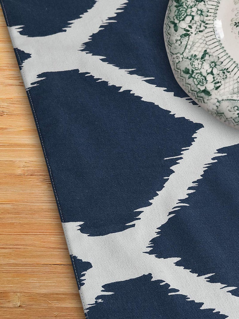 Dekor World Ekat Printed Blue Table Runner (33x240cm) (Pack of 1)-8 Seater Dinning & Center Table - Image 5