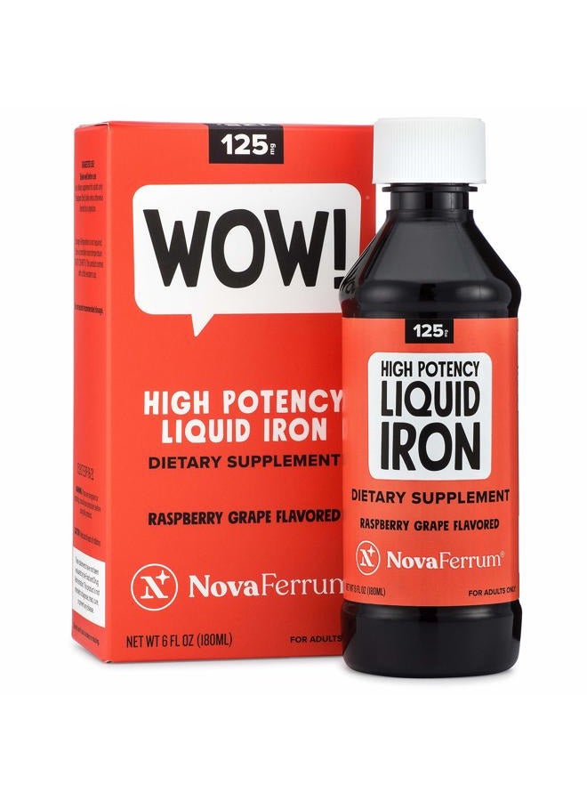 NovaFerrum Wow | 125 High Potency Liquid Iron Supplement | Liquid Iron for Adults | Iron Deficiency | 125mg of Iron Per 5mL Dose | Vegan Verified | Gluten Free Certified | Sugar Free - Image 1