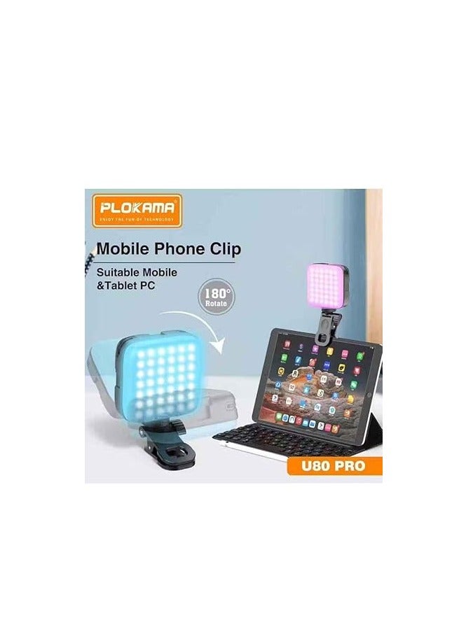 التخطيط ضوء حلقي U80 Pro RGB LED مع حامل هاتف صغير بـ 12 لونًا مختلفًا للتصوير الفيديو والتصوير الاحترافي - Image 5