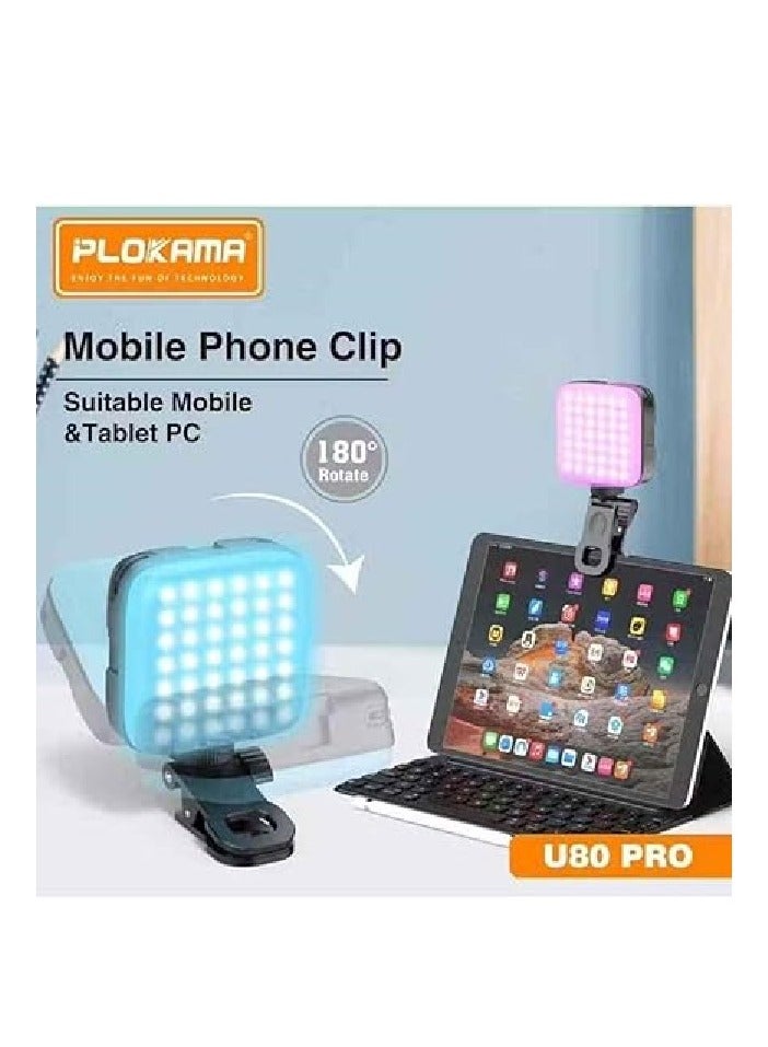 التخطيط ضوء حلقي U80 Pro RGB LED مع حامل هاتف صغير بـ 12 لونًا مختلفًا للتصوير الفيديو والتصوير الاحترافي - Image 3