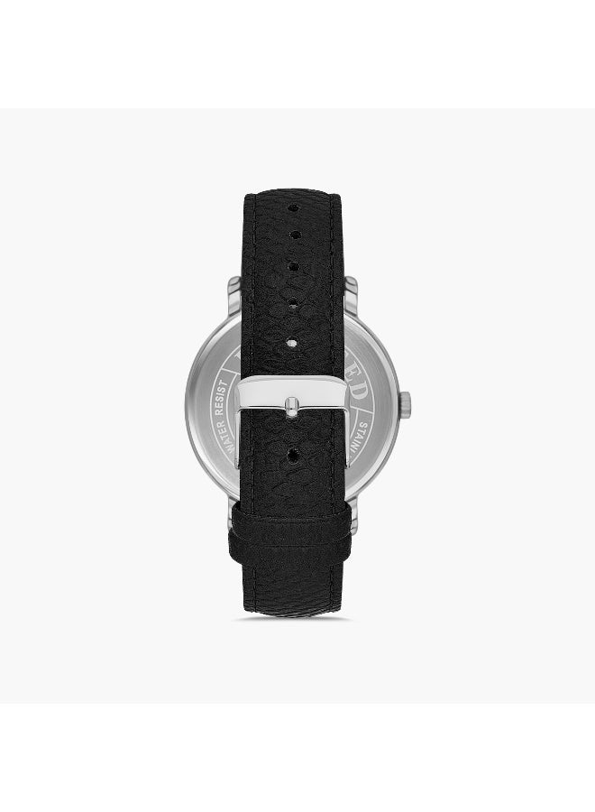 Omax Men's Silver Analog Watch with Black Strap - Image 3